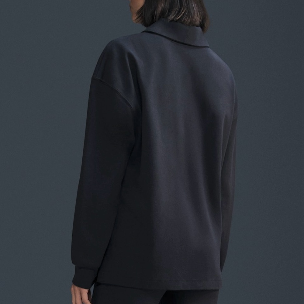 NWT Nike Sportswear Essential Women’s Oversized Long-Sleeve Polo XS Black - Picture 2 of 6